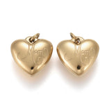 10pcs Mom Heart Charms 304 Stainless Steel Pendants Jewelry Supplies