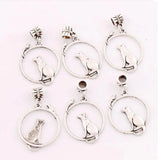 10pcs Cat Mouse Charm Beads on Ring Dangle 26x42mm European Bracelets B032