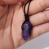 Natural Amethysts Crystal Stone Pendant Necklace for Women Men