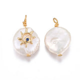 10pcs Pearl Pendant with Micro Pave Cubic Zirconia Findings for Jewelry Making