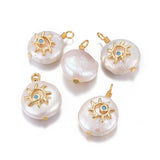 10pcs Pearl Pendant with Micro Pave Cubic Zirconia Findings for Jewelry Making