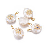 10pcs Pearl Pendant with Micro Pave Cubic Zirconia Findings for Jewelry Making
