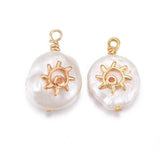 10pcs Pearl Pendant with Micro Pave Cubic Zirconia Findings for Jewelry Making