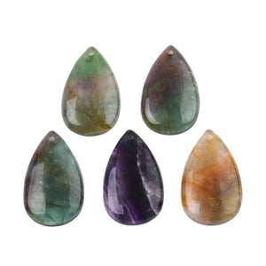 10pcs Natural Fluorite Drop Pendants Charms for DIY Necklace 44.5x27x7mm F80