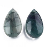 10pcs Natural Fluorite Drop Pendants Charms for DIY Necklace 44.5x27x7mm F80