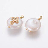 10pcs Pearl Pendant Cubic Zirconia Findings for Jewelry Making