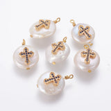 10pcs Pearl Pendant Cubic Zirconia Findings for Jewelry Making