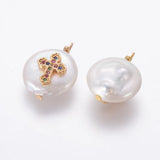 10pcs Pearl Pendant Cubic Zirconia Findings for Jewelry Making