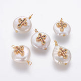 10pcs Pearl Pendant Cubic Zirconia Findings for Jewelry Making