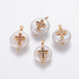10pcs Pearl Pendant Cubic Zirconia Findings for Jewelry Making