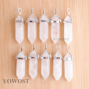 10pcs Gem Stone Pendants Crystal Point Pendulum Reiki Chakra Jewelry