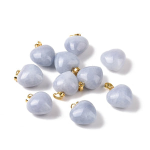 10pcs Gemstone Heart Pendants for Jewelry Making DIY Bracelet Necklace 18x15mm