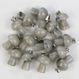 Labradorite Mushroom Pendant Beads for Necklace Making