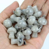 Labradorite Mushroom Pendant Beads for Necklace Making