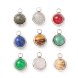 10pcs Natural Stone Dangle Charms Stainless Steel Findings for DIY Craft