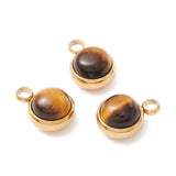 10pcs Natural Stone Dangle Charms Stainless Steel Findings for DIY Craft