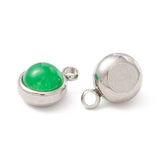 10pcs Natural Stone Dangle Charms Stainless Steel Findings for DIY Craft