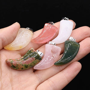 10pcs Agates Opal Watermelon Rose Quartz Stone Pendant Necklace
