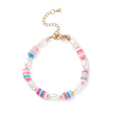 Natural Pearl & Clay Beaded Bracelet Preppy Bohemia Jewelry DIY Decorations