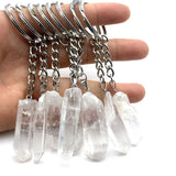 10pcs Raw Stone Crystal Pillar Pendant Keychain Charms
