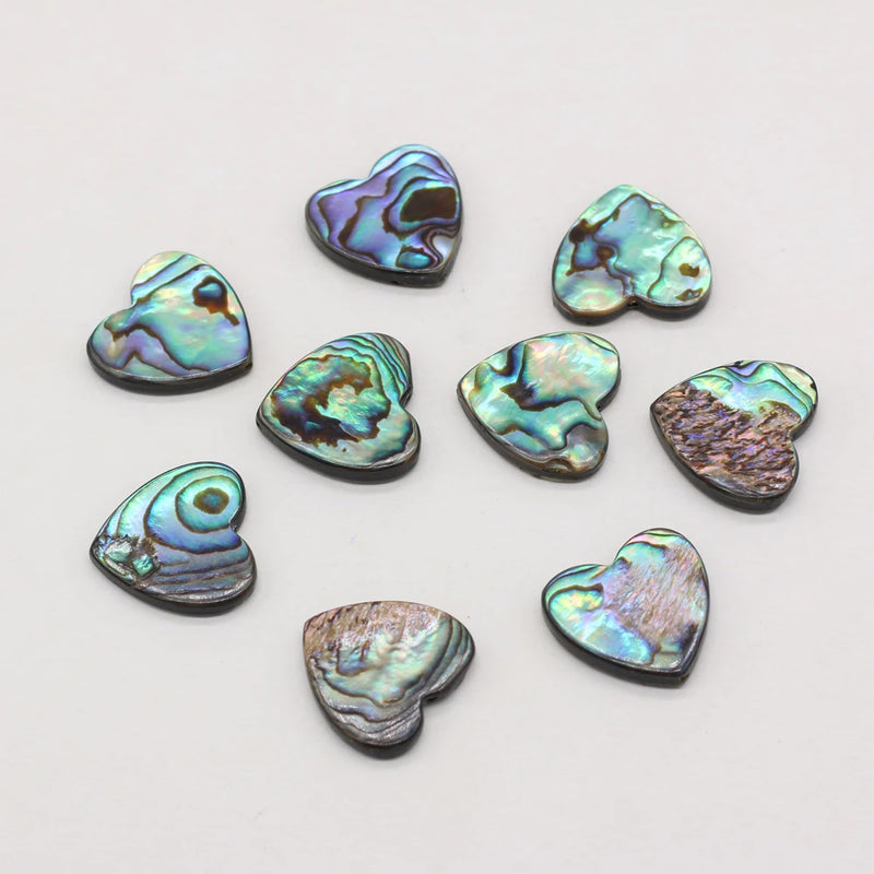 10pcs Heart Abalone Shell Beads for DIY Jewelry Making