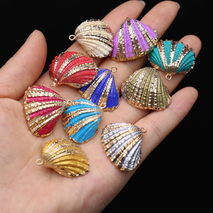 10pcs Natural Shell Beads Scallop Shape for DIY Jewelry Necklace 25-30mm