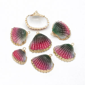 10pcs Plated Shell Pendants, Beach Theme Jewelry Supplies