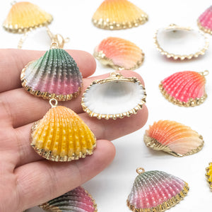 10pcs Plated Shell Pendants, Beach Theme Jewelry Supplies