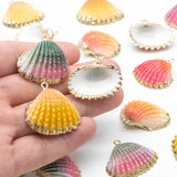 10pcs Plated Shell Pendants, Beach Theme Jewelry Supplies