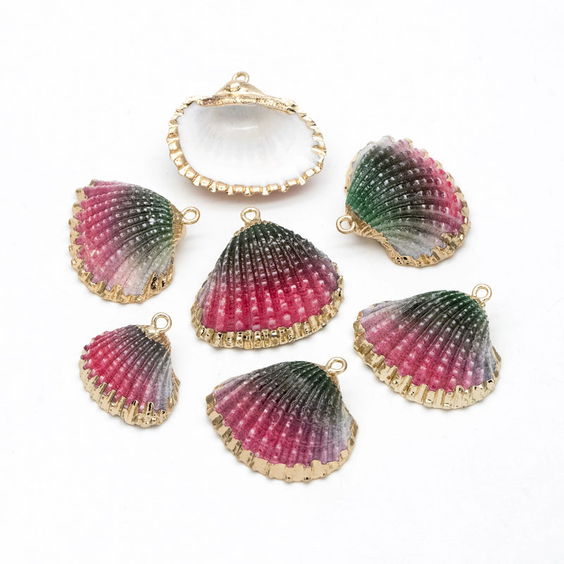 10pcs Plated Shell Pendants, Beach Theme Jewelry Supplies