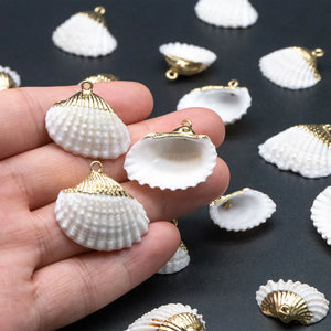 10pcs Plated Shell Pendants, Natural Shell Charms