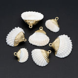 10pcs Plated Shell Pendants, Natural Shell Charms