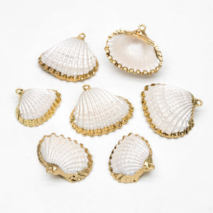 10pcs Plated Shell Pendants, White/ Aqua/ Pink (#V1388)