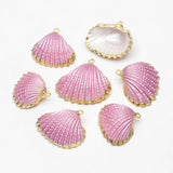10pcs Plated Shell Pendants, White/ Aqua/ Pink (#V1388)
