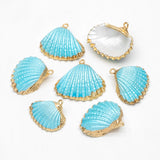 10pcs Plated Shell Pendants, White/ Aqua/ Pink (#V1388)