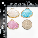 10pcs Plated Shell Pendants, White/ Aqua/ Pink (#V1388)