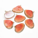 10pcs Plated Shell Pendants, Yellow/ Orange/ Red (#V1390)