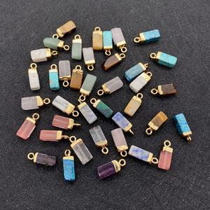 10pcs Natural Stone Amethyst Malachite Quartz Pendants Charms for Jewelry Making