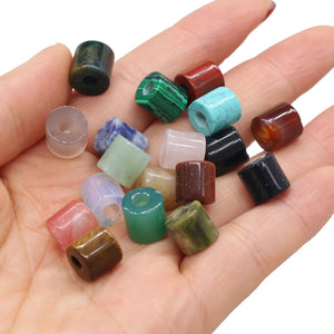 10pcs Natural Stone Beads Cylindrical Turquoises Yellow Jade Big Hole Beads