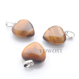 10pcs Natural Stone Heart Bead Pendant for Jewelry Making