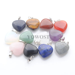 10pcs Natural Stone Heart Bead Pendant for Jewelry Making