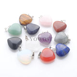 10pcs Natural Stone Heart Bead Pendant for Jewelry Making