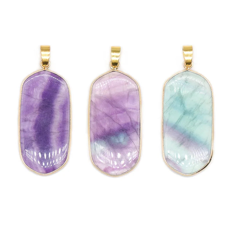 10pcs Colored Fluorite Crystal Stone Pendants DIY Earrings Jewelry Making