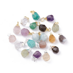 10pcs Faceted Cube Natural Stone Pendents Colorful Charms DIY Jewelry Making