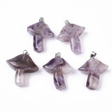 10pcs Natural Stone Quartzs Crystal Mushroom Pendant DIY Jewelry Making