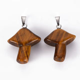 10pcs Natural Stone Quartzs Crystal Mushroom Pendant DIY Jewelry Making