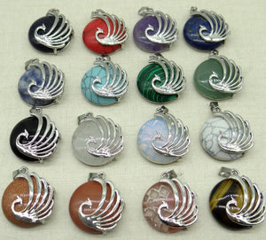 10pcs Natural Stones Quartz Crystal Round Pendant Phoenix Surround Pendant