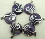 10pcs Natural Stones Quartz Crystal Round Pendant Phoenix Surround Pendant