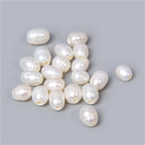 10pcs Gray Pearls Big Hole Freshwater Near Round Rice Loose Pearl Beads
