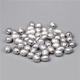 10pcs Gray Pearls Big Hole Freshwater Near Round Rice Loose Pearl Beads